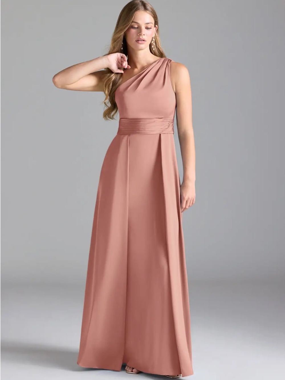 Azazie One-Shoulder Dallas Stretch Satin Bridesmaid Gown NWT Size 12